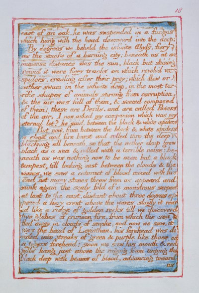 Raíz de un roble, estaba suspendido en un hongo..., texto de El matrimonio del cielo y el infierno, c.1790-3 de William Blake